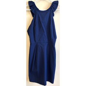 Lauren James Women's Claire Seersucker Navy Lined Dress Size Small